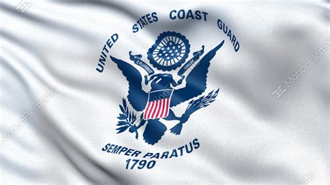 4K United States Of America Coast Guard Flag Waving In The Wind Stock