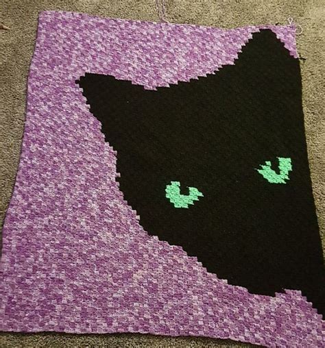 CAT EYES C2C Graph Afghan Pattern With Written Row By Row Instructions