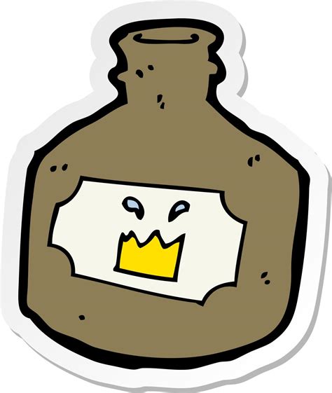 Sticker Of A Cartoon Old Whiskey Bottle Vector Art At Vecteezy