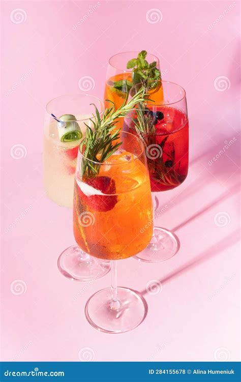 Summer Alcoholic Cocktails With Ice Relaxing Refreshing Drinks For Hot