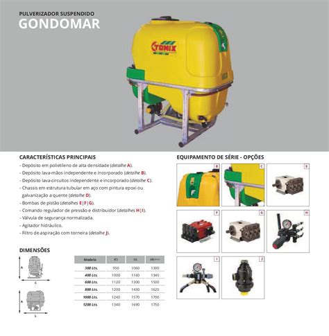 PULVERIZADORES GONDOMAR TOMIX ALTA PRESSÃO C BOMBA DE PISTÕES