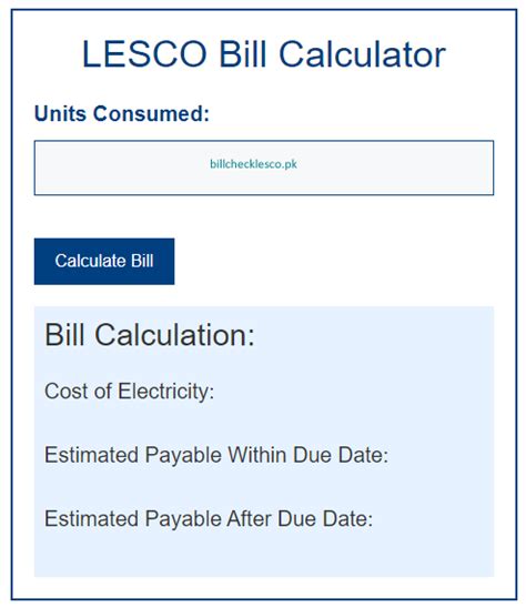 Lesco Bill Calculator 2024 With Lesco Tariffs