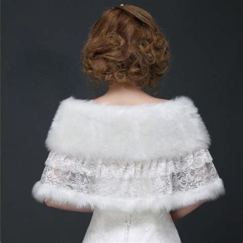 Women Faux Fur Shawl Fluffy Shrug Bolero Cape Warm Wedding Banquet