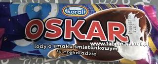 Ile kcal ma Lody Oskar o smaku śmietankowym w czekoladzie Koral