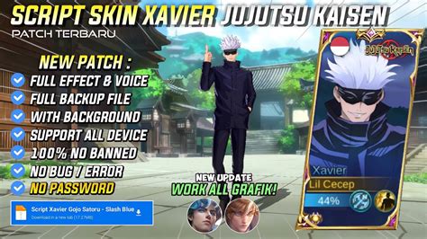 NEW Script Skin Xavier Gojo Satoru Jujutsu Kaisen No Password