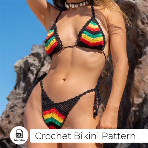 Cheeky Crochet Bikini Set PDF Pattern Crochet Bathing Suit Festival Boho Top Brazilian Sexy Bra