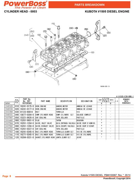 Kubota V1505 Parts Catalogue Diesel Spares