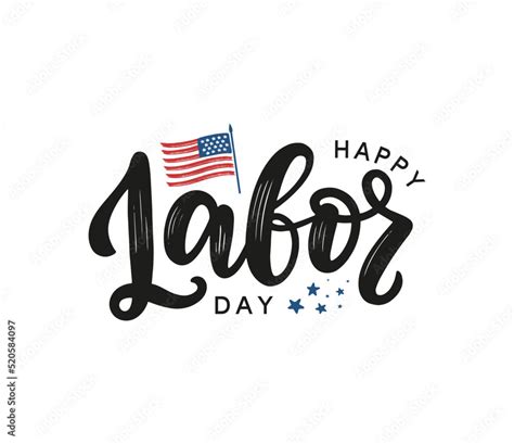 Happy Labor Day Typography sign decorated by usa flag and stars. Labor ...