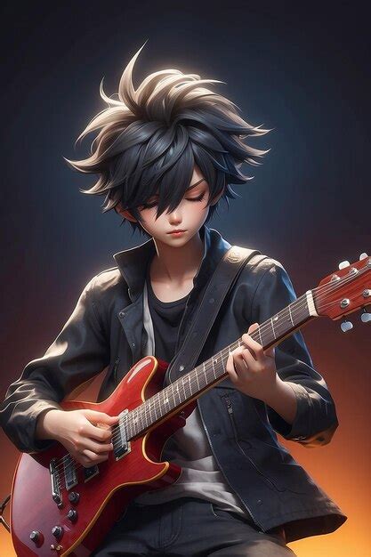 Premium Photo Anime Character Playing Guitar