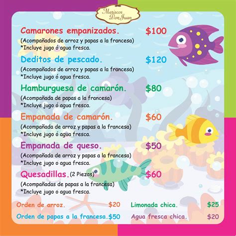 Carta Del Restaurante Mariscos Don Juan Tepic