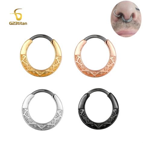 Anillo De Tabique Con Patr N Geom Trico Para Mujer Piercing De Titanio