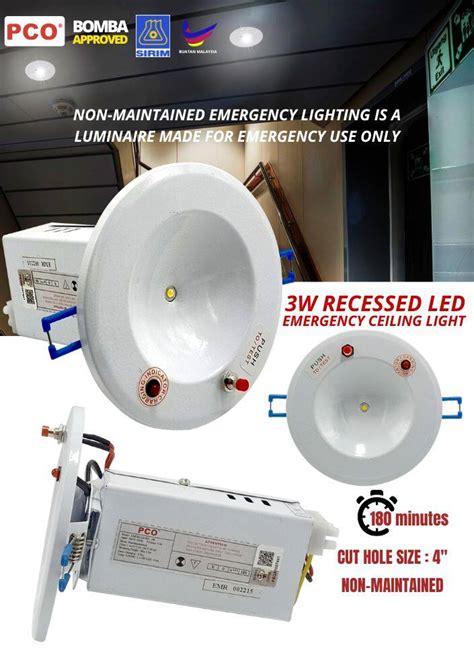 Sirim Pco Emerald W Recessed Led Emergency Ceiling Light Round Panel