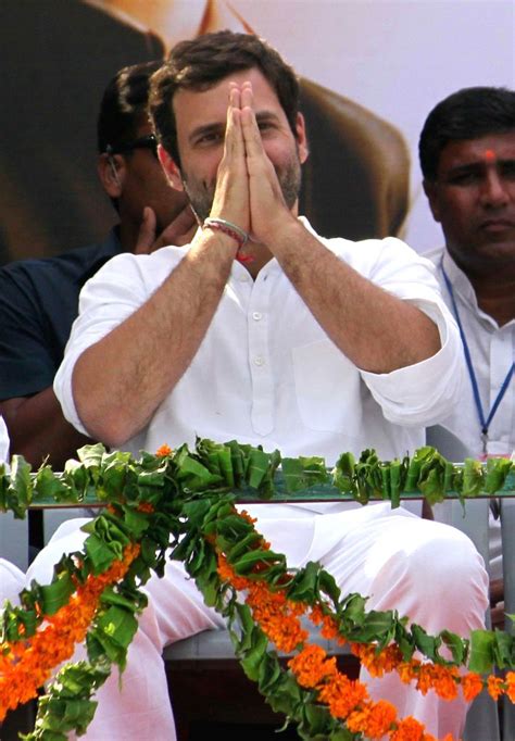 Rahul Gandhi During A Rally In Churu District Of Rajasthan