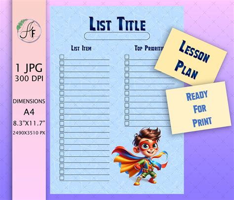 Lesson Plan Printable Classroom Lesson Print Homeschool Teacher Plan Weekly Plan Academic