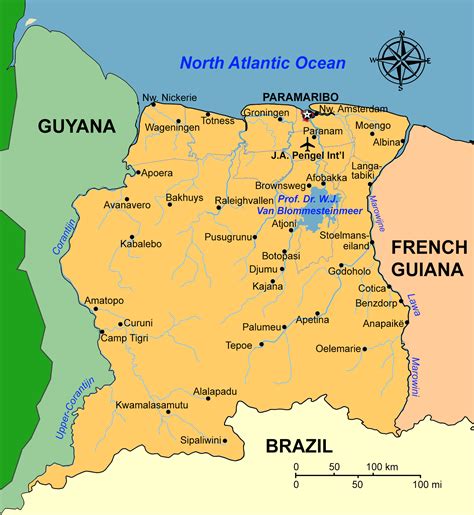 Map Of Countries Suriname