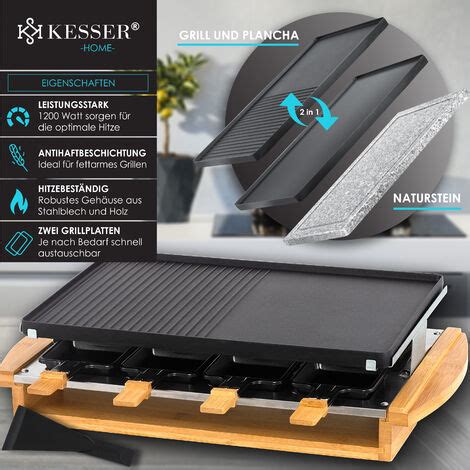 Kesser Raclette Grill Con Piedra De Grill Natural Placa Grill De Mesa