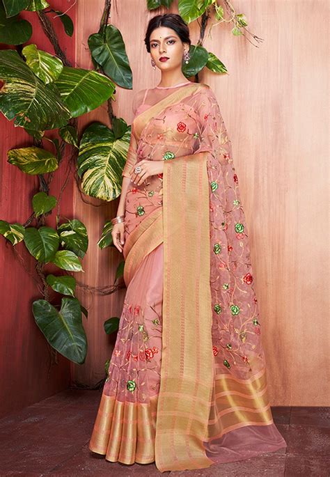 Pink Organza Embroidered Festival Wear Saree 167301 Organza Saree