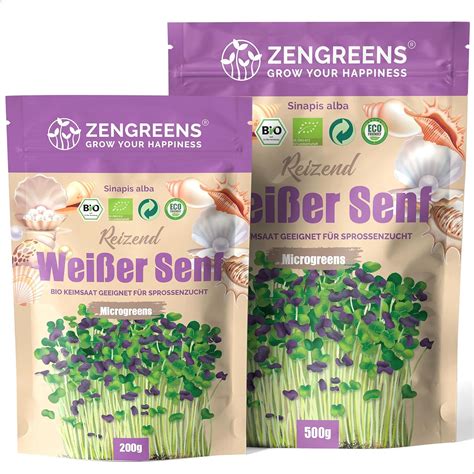 ZenGreens Bio Weißer Senf Samen Wähle zwischen 200g und 500g