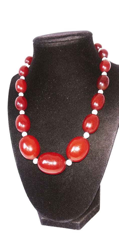 Faturan Bakelite Necklace Cherry Bakelite Necklace Gem