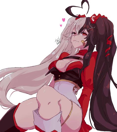 Rule 34 Big Breasts Black Hair Long Hair Mixed Hair Color Momotexx Vtuber Red Eyes Virtual