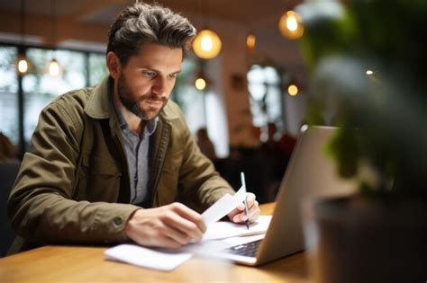 Premium AI Image | Man using laptop computer in coworking office