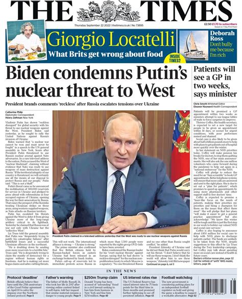 Bbc News Uk On Twitter Thursday S Times Biden Condemns Putin S