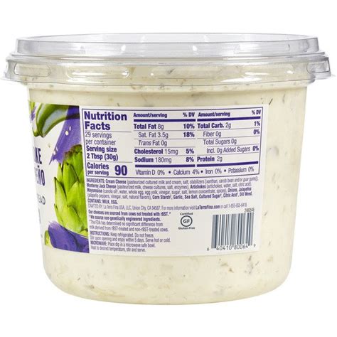 La Terra Fina Artichoke & Jalapeno Dip, 31 Oz - Costco Food Database