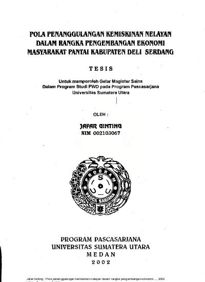 Pola Penanggulangan Kemiskinan Nelayan Dalam Rangka Pengembangan