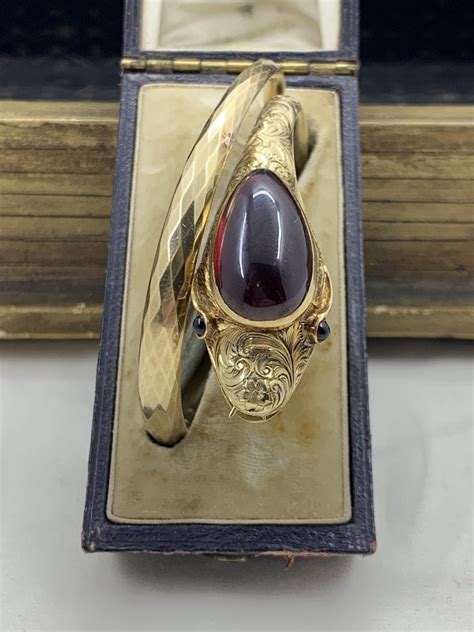 Antique Victorian Garnet Snake Bangle Circa 1860 Jewellery Discovery