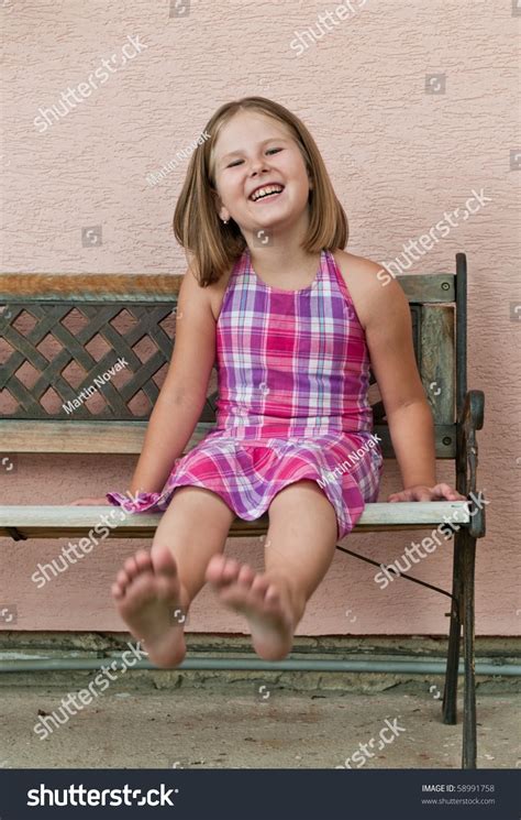 Portrait Cute Child Sitting On Bench Stock Photo 58991758 Shutterstock