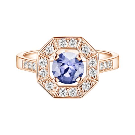 Bague Or Rose Tanzanite Art D Co Rond Mm Gemmyo