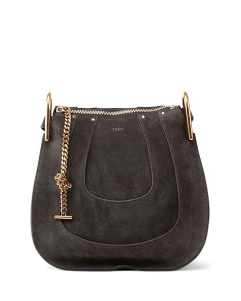 Chloe Hayley Small Suede Hobo Bag Iron Gray