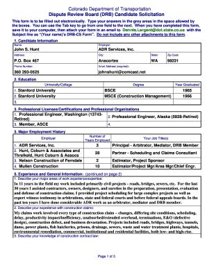 Fillable Online Coloradodot Hunt John S DRB CS Form Doc Coloradodot