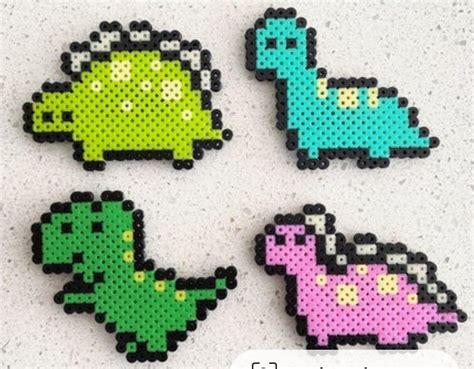 Perler Bead Dinos Perler Beads Perler Beads Designs Easy Perler