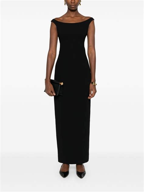 Toteme Curved Off Shoulder Maxi Dress Black Farfetch Uk