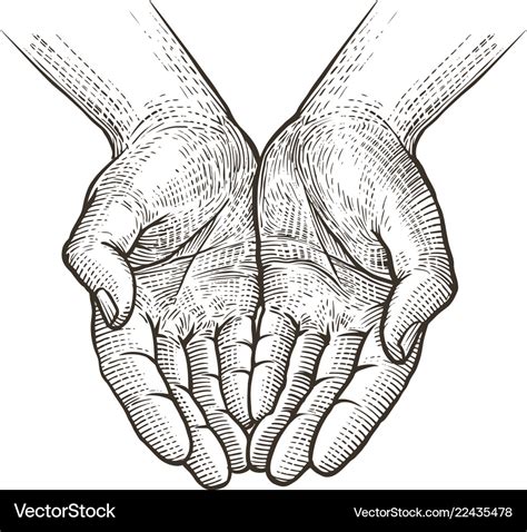 Cupped Hands Folded Arms Sketch Vintage Royalty Free Vector