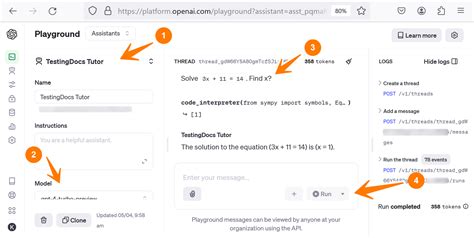 OpenAI Assistants Playground TestingDocs