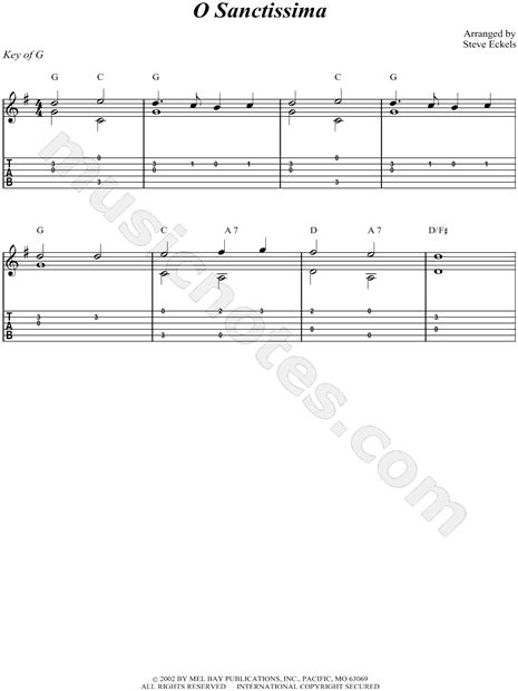 Traditional O Sanctissima Guitar Tab In G Major Download And Print