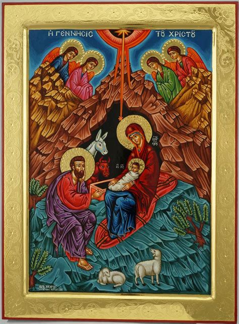 Nativity Of Christ Icon Polished Gold Orthodox Icons Blessedmart