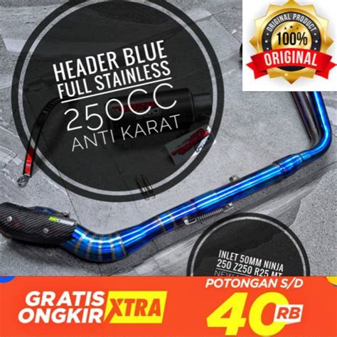 Jual HEADER BLUE R25 OLD LEHERAN KNLAPOT NINJA 250 FI OLD NEW SLINCER