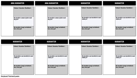 Karakter Haritası Şablonu 3 Alanına Doldurulmuş