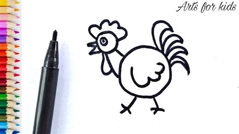 How To Draw A Rooster Easy Drawing For Kids Youtube