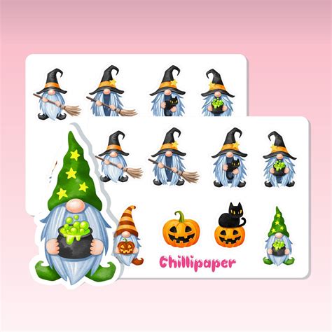 Halloween Witch Gonk Planner Sticker Uk Autumn Fall Spooky Cute