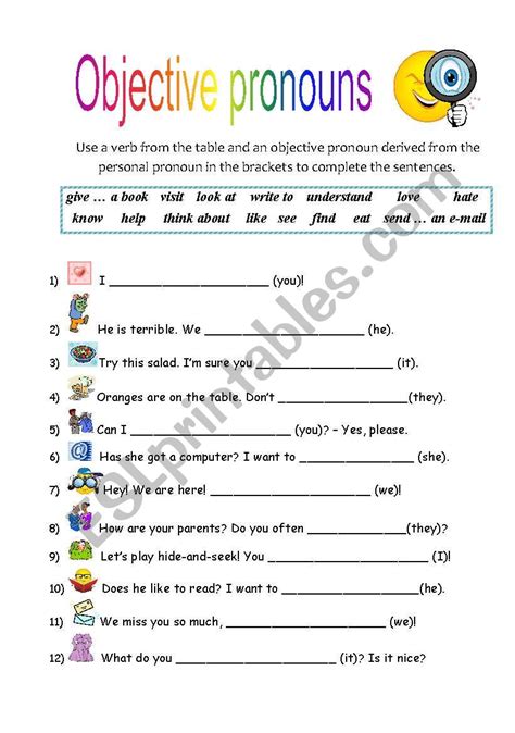 Object Pronouns Worksheet For Grade 3