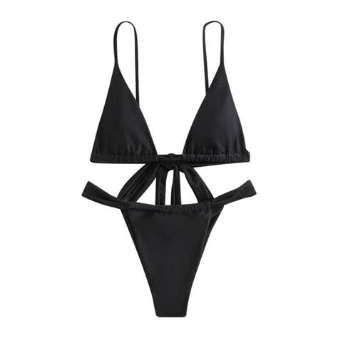 Maillot De Bain Femme Sexy Bikini Maillot De Bain Couleur Unie Dos Nu