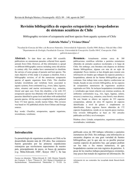 Revisión Bibliográfica De Especies Ectoparásitas Y Hospedadoras De