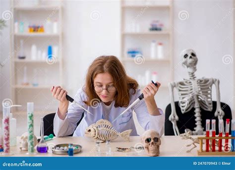 Young Female Zoologist Working At The Lab Stock Image Image Of Fish