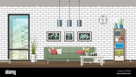 Illustration Of Interior Equipment Of A Modern Living Room Stock Vector Image And Art Alamy