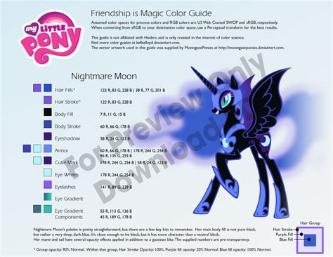 Nightmare Moon Color Guide By Kefkafloyd On Deviantart