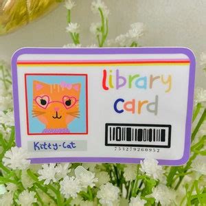 Kitty-cat Library Card Sticker // Cute Cat Sticker, Funny Cat Sticker ...